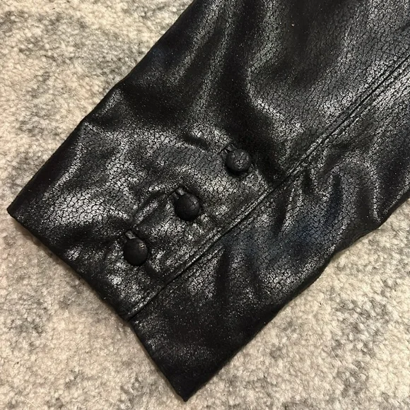 Bisou Bisou Cropped Leather Jacket with Button Details - Picture 3 of 5